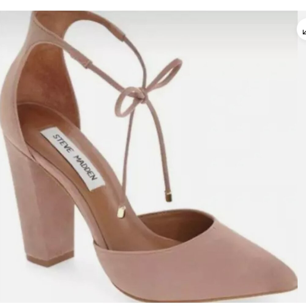 Steve Madden Women's Pampered Heel Lace Pump, Color Blush Nubuck, Size 5.5M